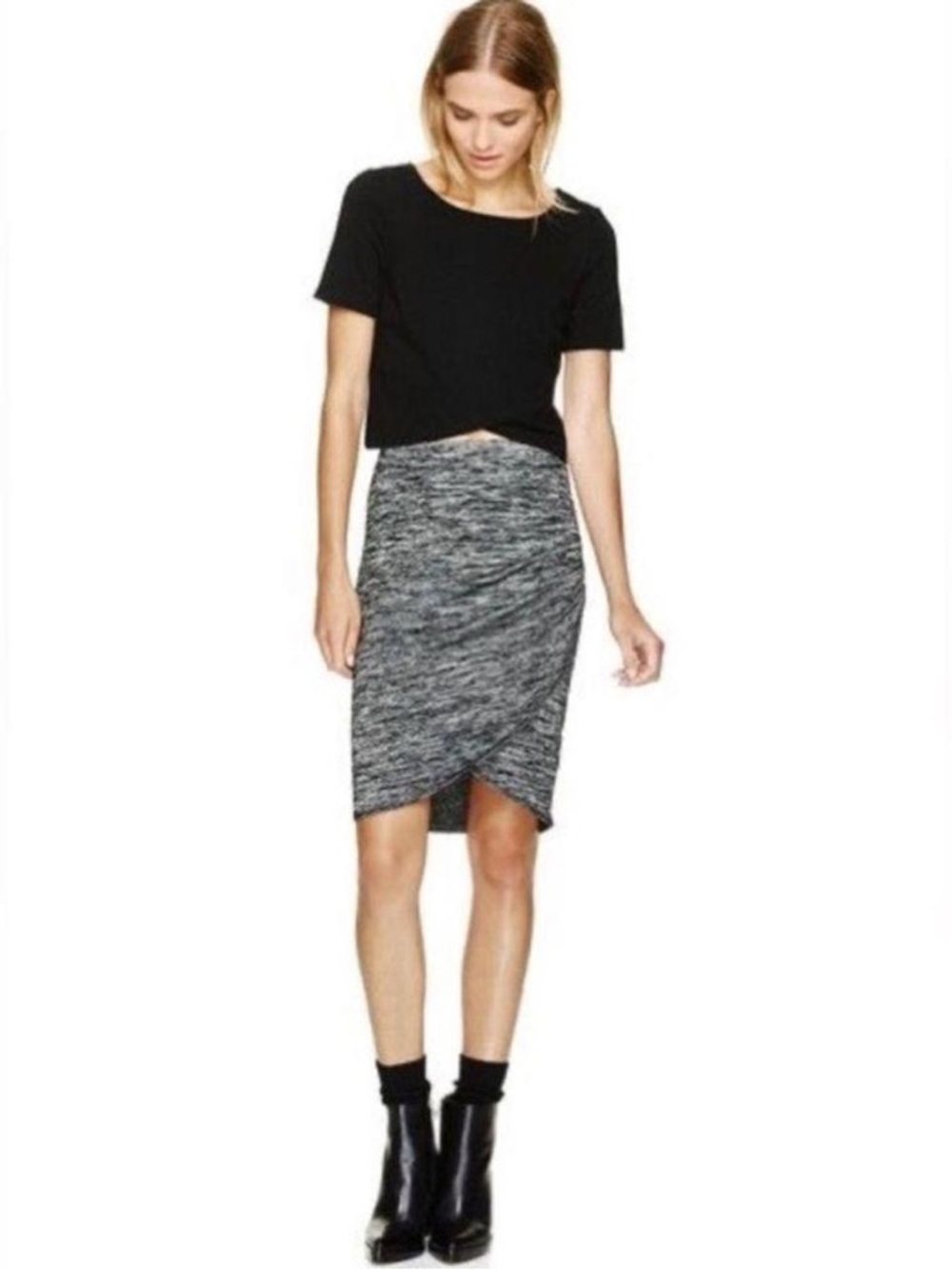 WILFRED FREE GREY MARLED SKIRT L